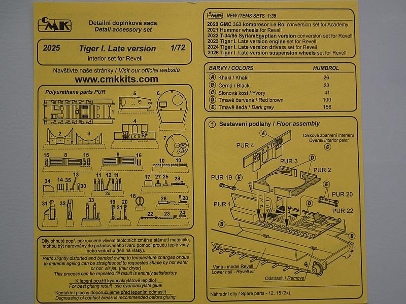 CMK - Tiger I Late Version Interior Set for Revell