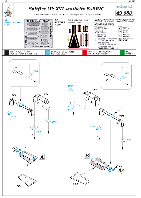 Eduard Ätzteile - Spitfire Mk.XVI seatbelts FABRIC