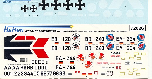 HaHen - Luftwaffe Decals AG 50/51/52 RF-84F