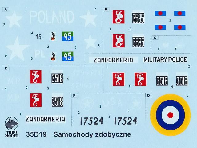 Decalbogen zur Dekoration von 6 verschiedenen Fahrzeugen