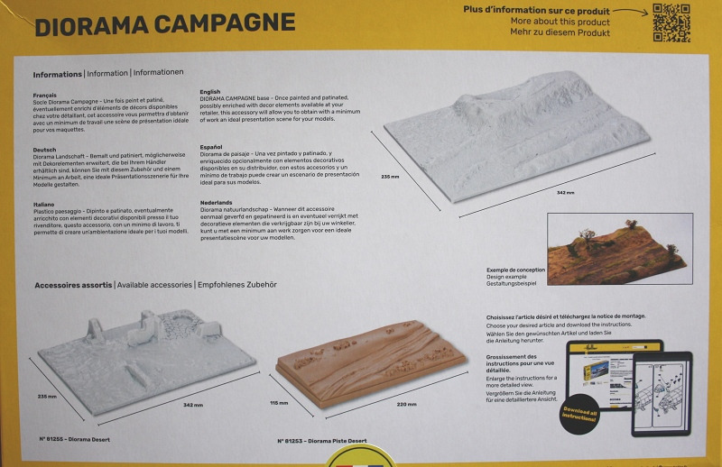 Die Kartonrückseite mit den zwei anderen neuen Dioramenplatten, die kleinere in der Mitte ist gut geeignet für die 1:43 er Rallyefahrzeuge von Heller