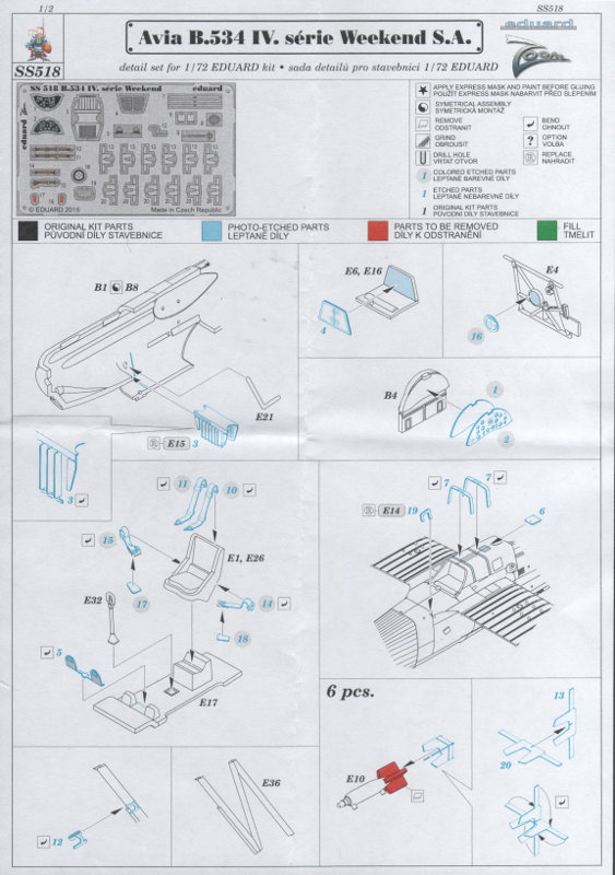 Eduard Ätzteile - Avia B.534 IV. série Weekend S.A.