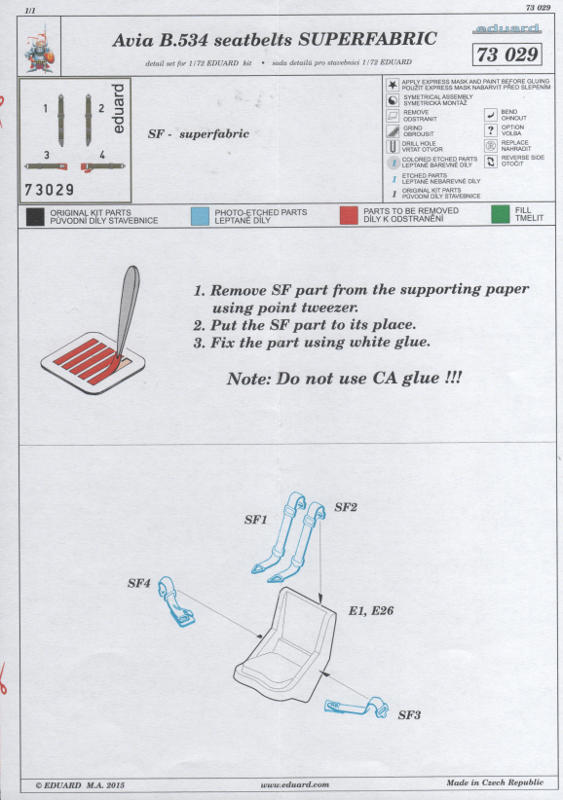 Eduard Ätzteile - Avia B.534 sealtbelts SUPERFABRIC