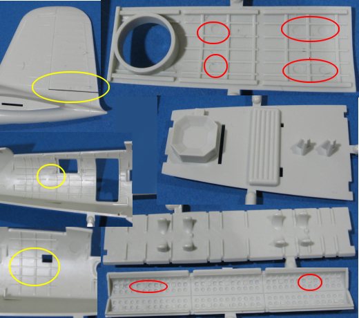 Rot: Auswerferstellen. Gelb: Strukturdetails