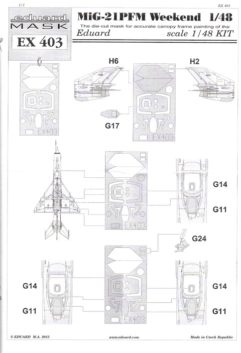 Eduard Mask - MiG-21PFM Weekend Mask