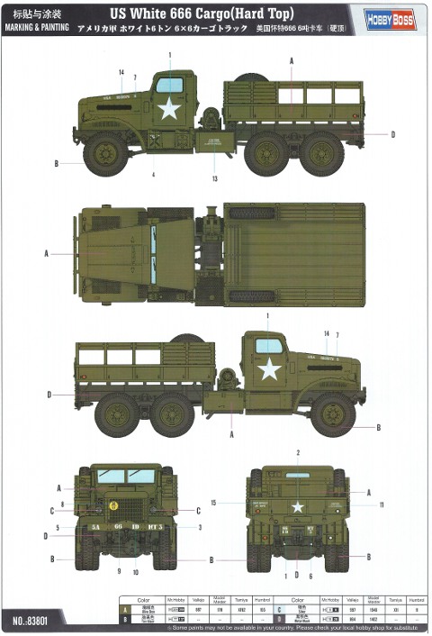 HobbyBoss - US White 666 Cargo Truck (Hard Top)