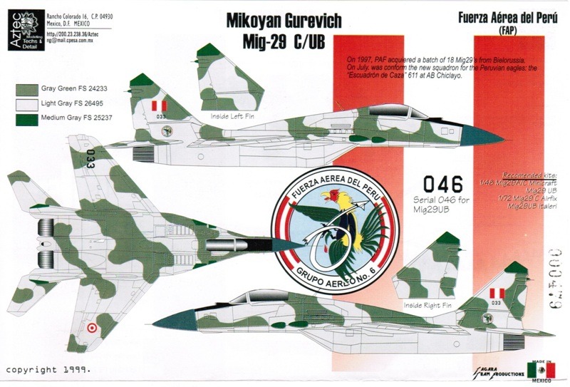 Aztec Models Tech & Decals - Peruvian Air Force 1