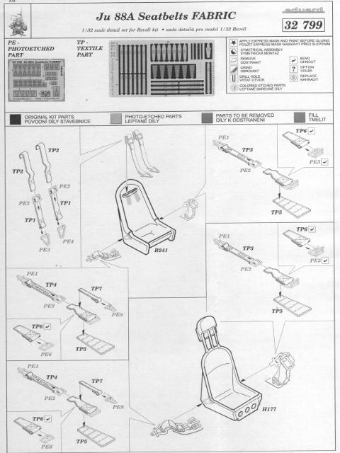 Eduard Ätzteile - Ju 88A seatbelts FABRIC