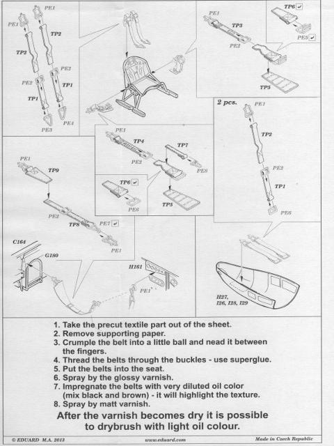 Eduard Ätzteile - Ju 88A seatbelts FABRIC