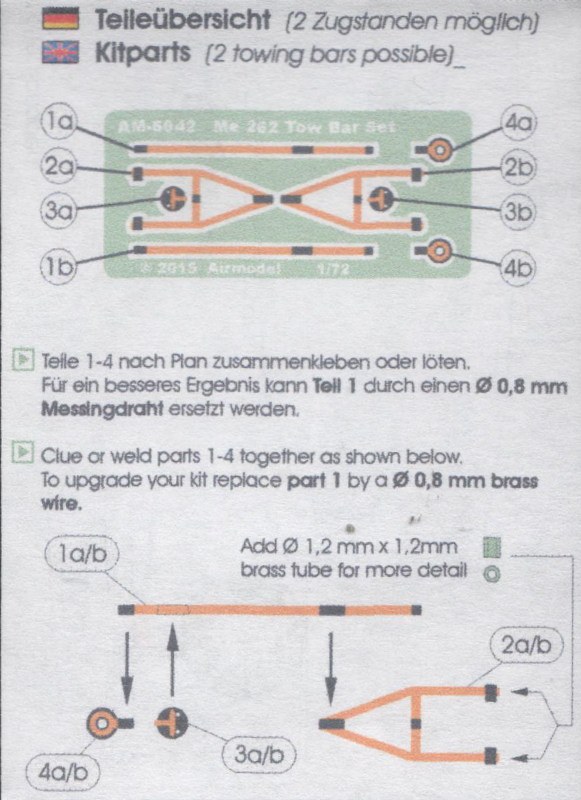 Airmodel Products - Me 262 Towbar Set