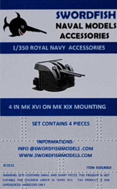 Swordfish Models  - 4 In. Mk. XVI On Mk. XIX Mounting
