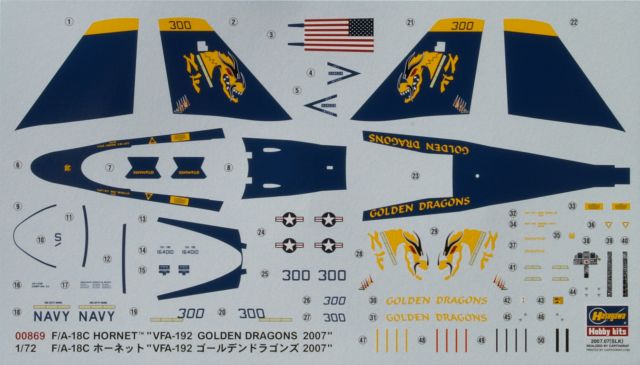 Hasegawa - F/A-18C Hornet VFA-192 Golden Dragons 2007