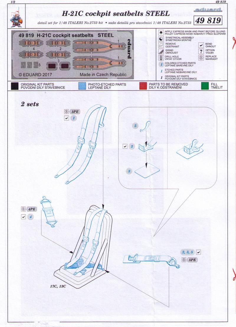 Eduard Ätzteile - H-21C cockpit seatbelts STEEL