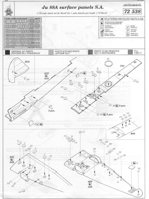 Eduard Ätzteile - Ju 88A surface panels S.A.