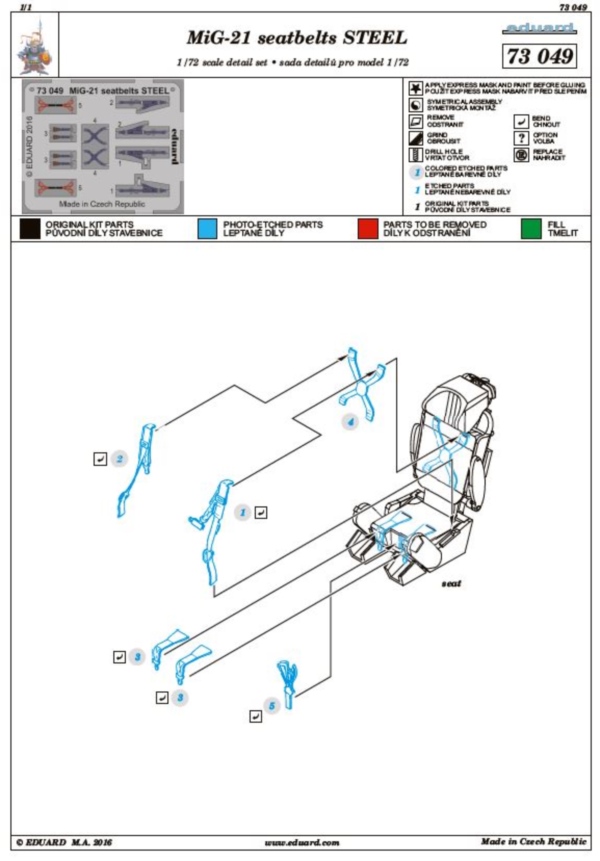 Eduard Ätzteile - MiG-21 Seatbelts Steel