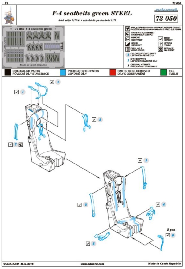 Eduard Ätzteile - F-4 Seatbelts green Steel