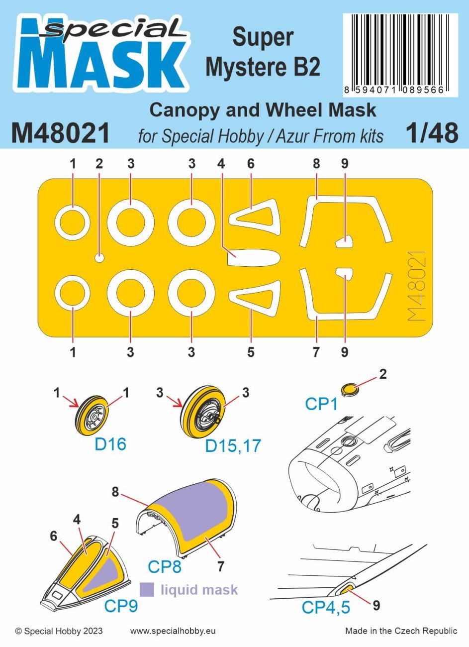 Special Mask - Dassault Super Mystere B.2 canopy and wheel mask