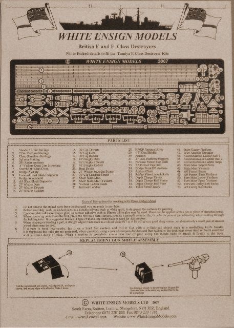 White Ensign Models - E & F Class Destroyers