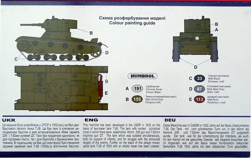 UM Unimodel - Light Tank T-26 with cylindrical turret