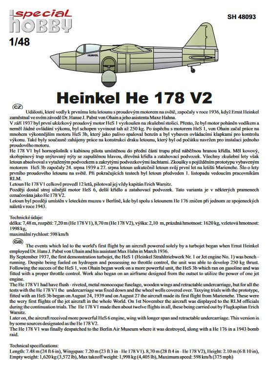 Heinkel He 178 V-2 "First Jet Plane of the World"