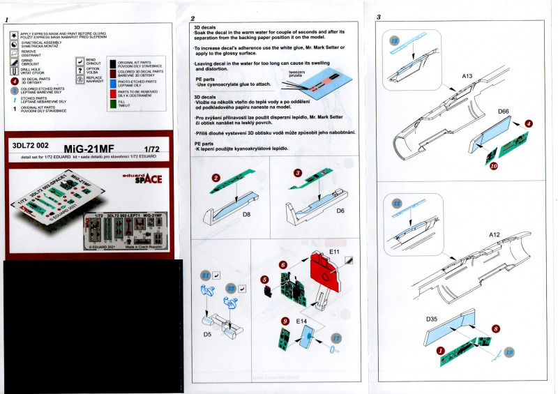 Eduard Ätzteile - 3D interior Decal MiG-21MF