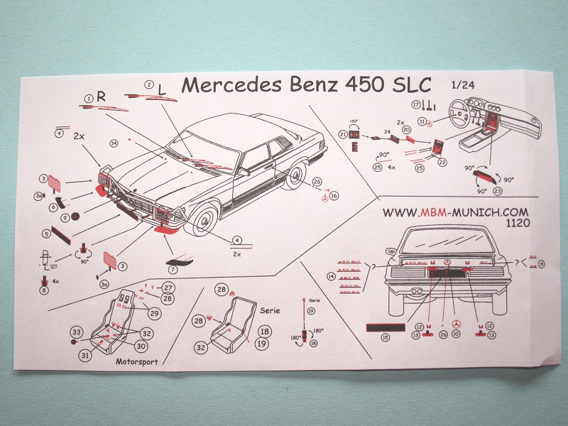 MBM Modell Bau Mürau - Fotoätzteile für Mercedes Benz 450 SLC und 500 SLC