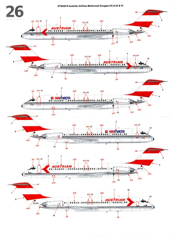 TwoSixModels - Austrian Airlines McDonnell Douglas DC-9-32/51
