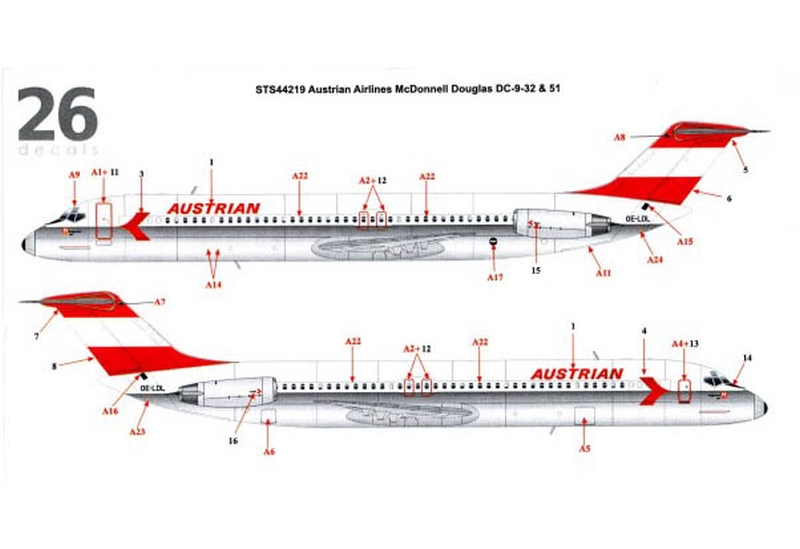 TwoSixModels - Austrian Airlines McDonnell Douglas DC-9-32/51