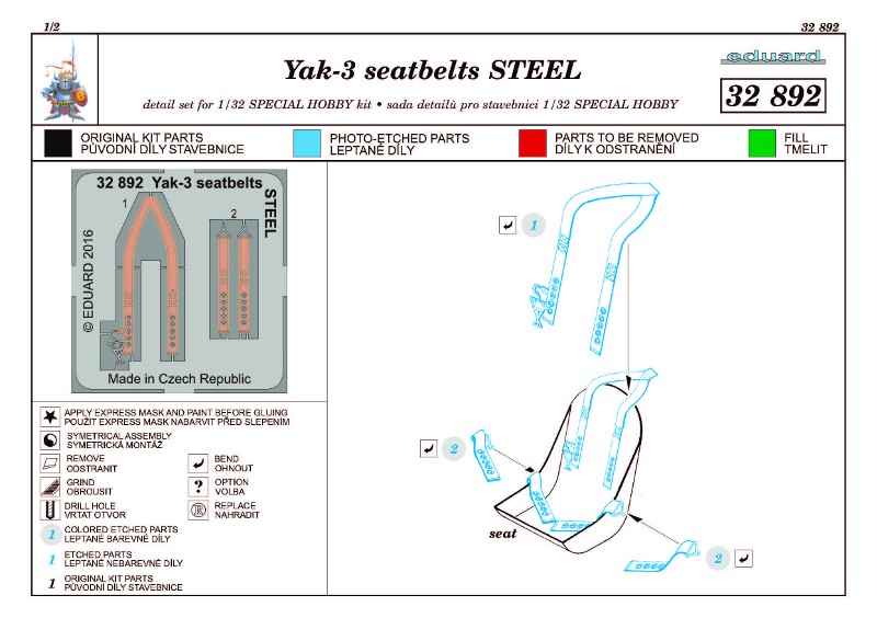 Eduard Ätzteile - Yak-3 seatbelts STEEL