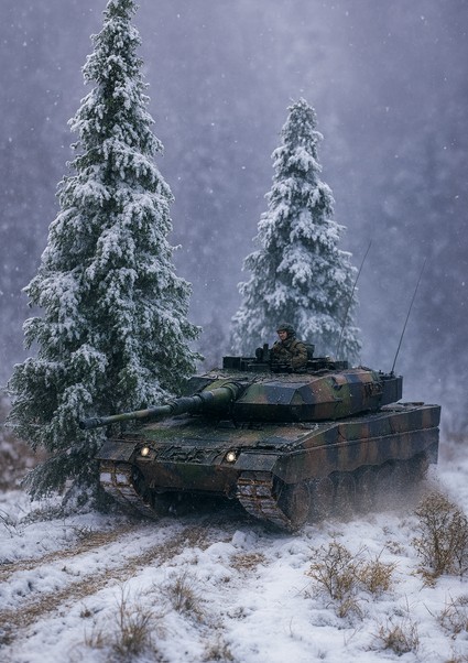 Mit KI lässt sich ein Diorama auch zum Leben erwecken, wie hier bei Andy Hartungs Leopard 2A7V
